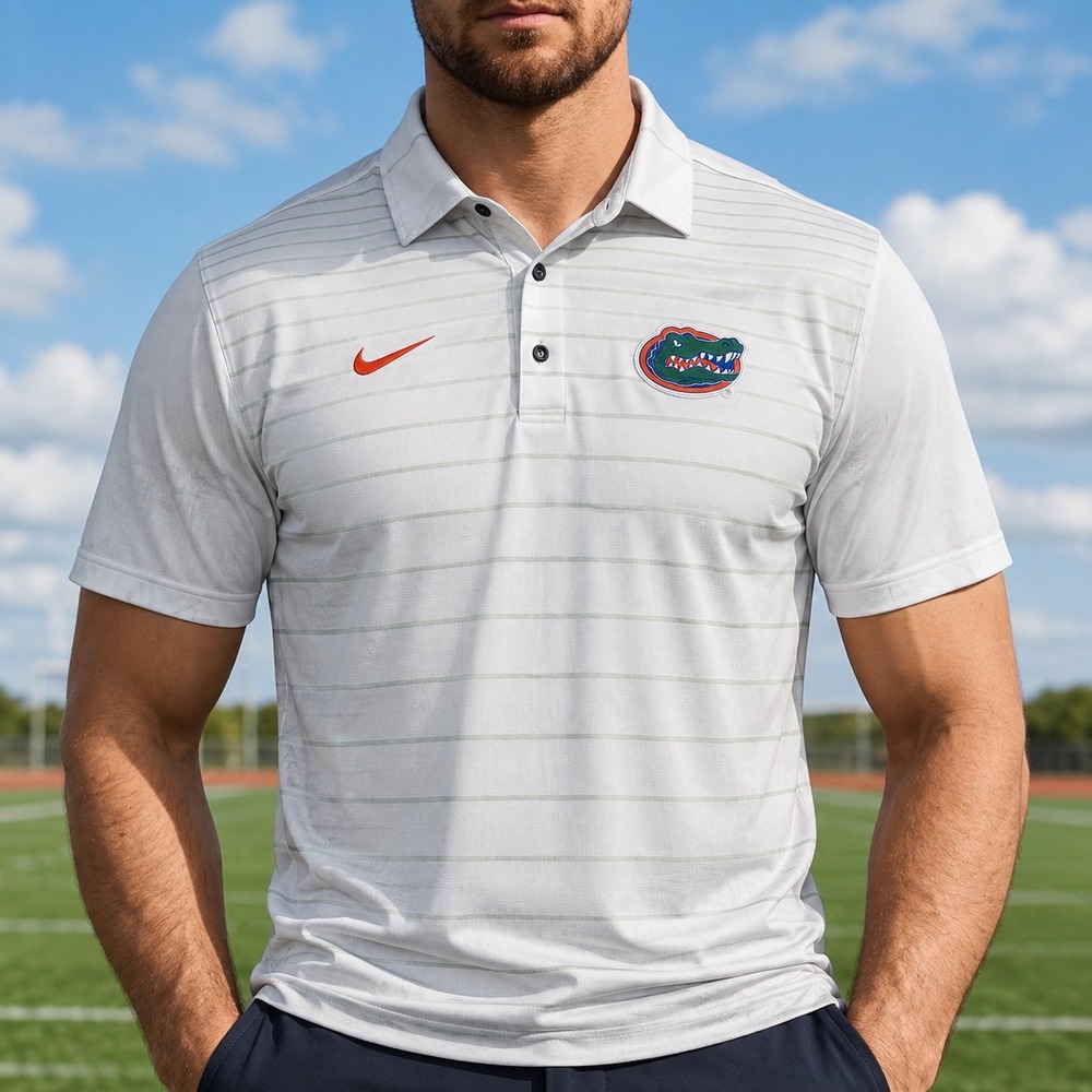 Golf polo y2k Nike Florida gators college embroidered white stripes drifit large